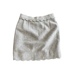 Club Monaco Heather Gray Wool Blend Scalloped Waist Edge‎ Mini Skirt Size 0